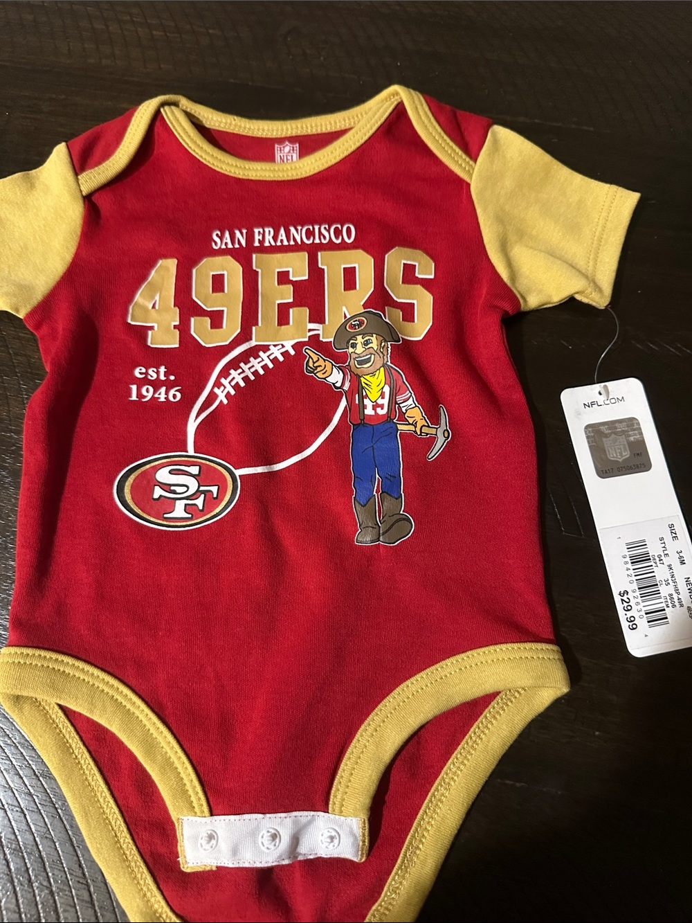 NFL San Francisco 49ers Red and Gold Baby Bodysuit